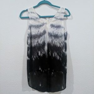 TRYB tie-dye hi-lo silk 100% boho top sz S